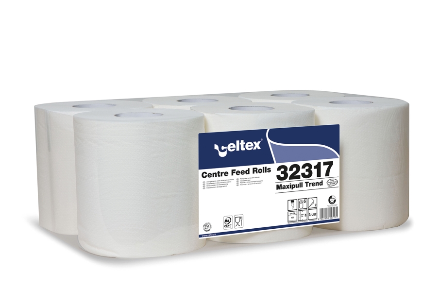 Celtex papīra dvieļi MAXIPULL Trend balti, 2 kārtas 108m Ø19 1x6gb.