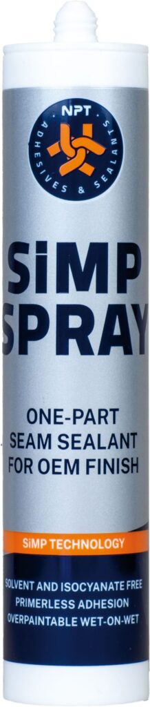NPT SiMP Spray, 290ml pelēks, izsmidzināms, automobiļu virsbūvju remonta vienkomponenta SiMP elastīgais hermētiķis un līme.